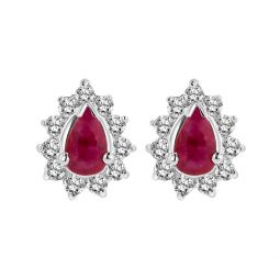0.80cttw diamond and natural heated ruby earring in 14k gold