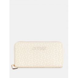bowie debossed logo zip-around wallet