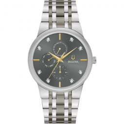 modern grey diamond dial stainless steel mens watch 98d186
