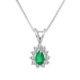 0.35cttw diamond and emerald pendant in 14k gold