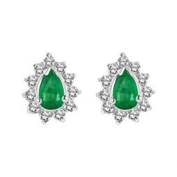 0.70cttw diamond and emerald earrings in 14k gold