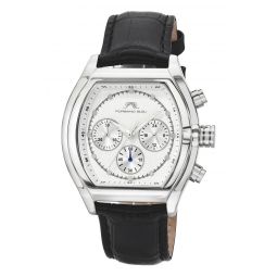 roman genuine leather silver tone & black mens watch 1292arol