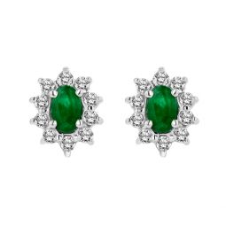 0.70cttw diamond and emerald earring in 14k gold