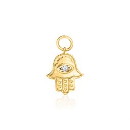 by ross-simons diamond hamsa hand hoop charms in 14kt yellow gold
