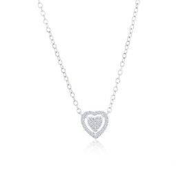sterling silver halo heart diamond necklace