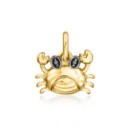by ross-simons 14kt yellow gold crab charm with black diamonds