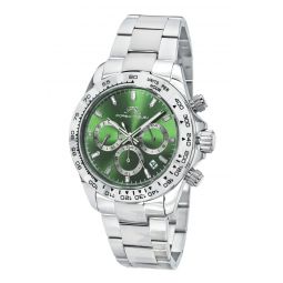 preston stainless steel silver tone & green mens watch 1035aprs