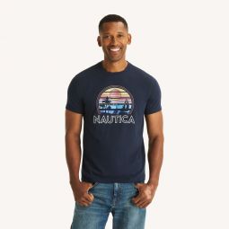 mens sunset sailing graphic t-shirt