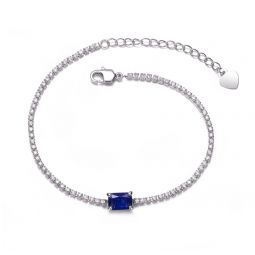 sterling silver white gold plated with colored cubic zirconia bracelet