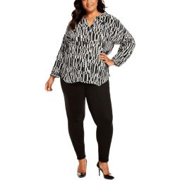 plus paulina womens printed polyester peasant top