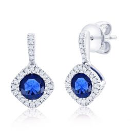 sterling silver, lab-grown sapphire and natural diamond earrings - 1.17ct