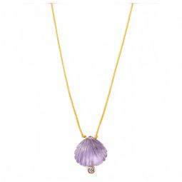 diamond clam shell necklace in amethyst