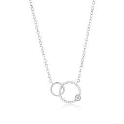 sterling silver double circle diamond necklace