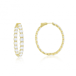 21cts 18kt yellow gold lab grown inside-out diamond hoop earrings 21.00cts of round, oval shape diameter: 1.50 e-f color, vvs-vs clarity