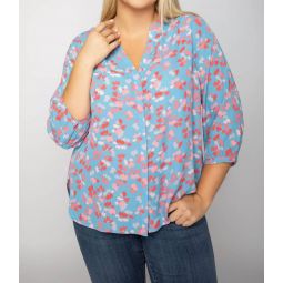 pintuck blouse in pacific meadow