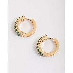 gold plated cubic zirconia classic baguette hoop earrings