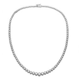 white gold plated with clear cubic zirconia graduated-size tennis necklace