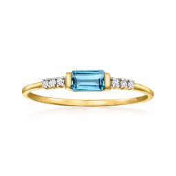by ross-simons london blue topaz ring with diamond accents in 14kt yellow gold