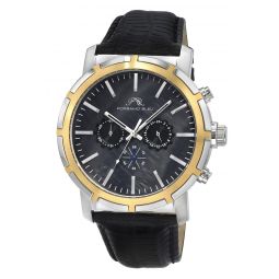 nyc chrono genuine leather two tone & black mens watch 1281dnyl