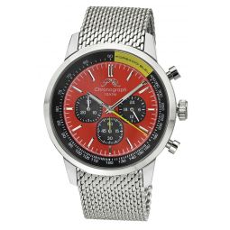 simon stainless steel chronograph silver tone & black and red mens watch 1322bsis