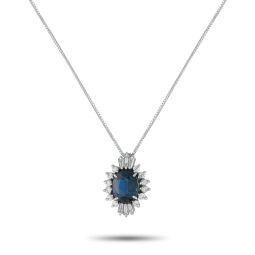platinum 0.79 ct diamond and 2.27 ct sapphire necklace mf41-082225