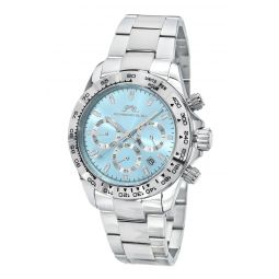 preston stainless steel silver tone & ice blue mens watch 1036aprs