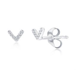 sterling silver v style diamond studs