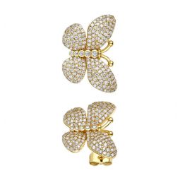 sterling silver 14k gold plated with clear cubic zirconia butterfly earrings