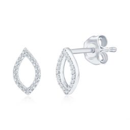 sterling silver marquise diamond stud earrings