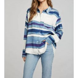 saville button down shirt in pacific stripe