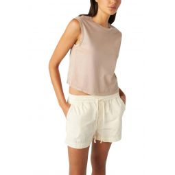 sleeveless babe tee top in taupe