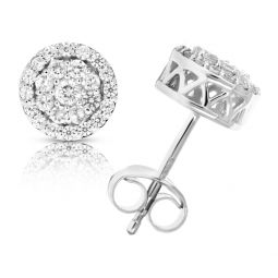1/2 cttw round diamond stud earrings in .925 sterling silver with rhodium