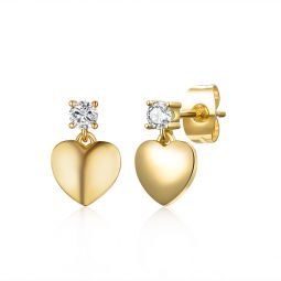 sterling silver 14k yellow gold plated with 0.30ctw lab created moissanite heart dangle earrings