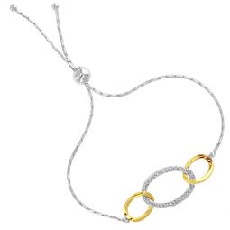 1/10 cttw diamond bolo bracelet yellow gold plated over sterling silver circles