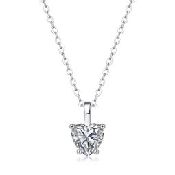 sterling silver with 1ct lab created moissanite heart solitaire pendant necklace