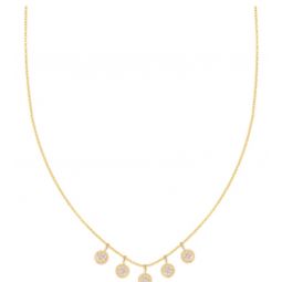 five dangle diamond disc necklace yellow gold