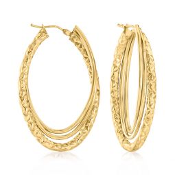 canaria italian 10kt yellow gold diamond-cut and polished triple-hoop earrings
