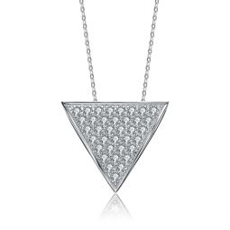 sterling silver cubic zirconia reverse triangle necklace