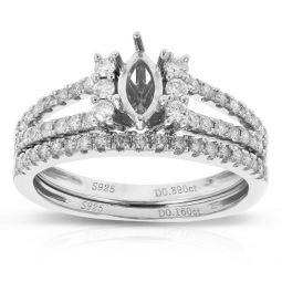1/2 cttw diamond semi mount bridal set with marquise center silver