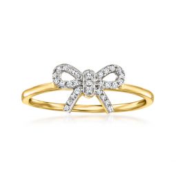by ross-simons diamond-accented bow ring in 14kt yellow gold