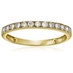 1/5 cttw milgrain diamond wedding band 14k white gold prong set round