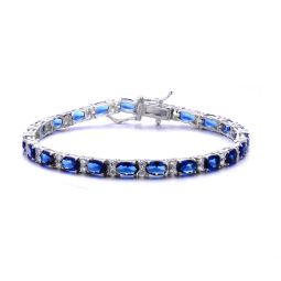 sterling silver sapphire cubic zirconia tennis bracelet
