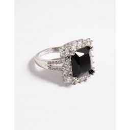 rhodium cubic zirconia emerald ring