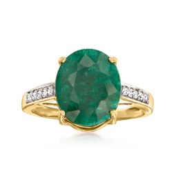 canaria emerald ring with diamond accents in 10kt yellow gold