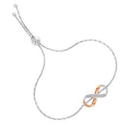 1/20 cttw diamond bolo bracelet rose gold plated over sterling silver infinity