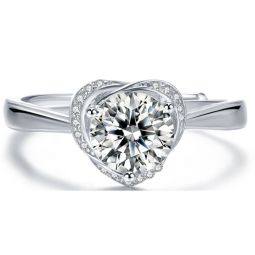 sterling silver with 1.4ctw round lab created moissanite heart pave promise engagement anniversary adjustable ring