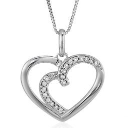 1/12 cttw diamond heart pendant necklace 14k white gold with 18 inch chain