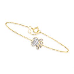 canaria diamond paw print bracelet in 10kt yellow gold