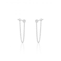 bezel-set diamond chain earrings (1 drop)