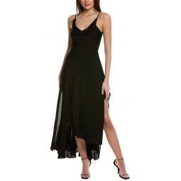 elsie ruffle slit silk-blend gown